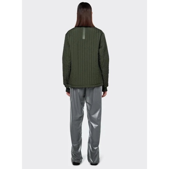 NWT RAINS Unisex Liner Jacket in Green Olive Size L - Picture 16 of 16